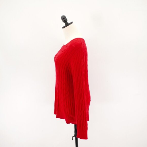 St. John's Bay Red Ribbed‎ Cotton Scoop Neck Sweater Large Cotton Nylon - Picture 4 of 8